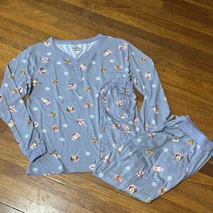 Serra Light Blue Women’s Pajama Set, Dog Print, Sz Large